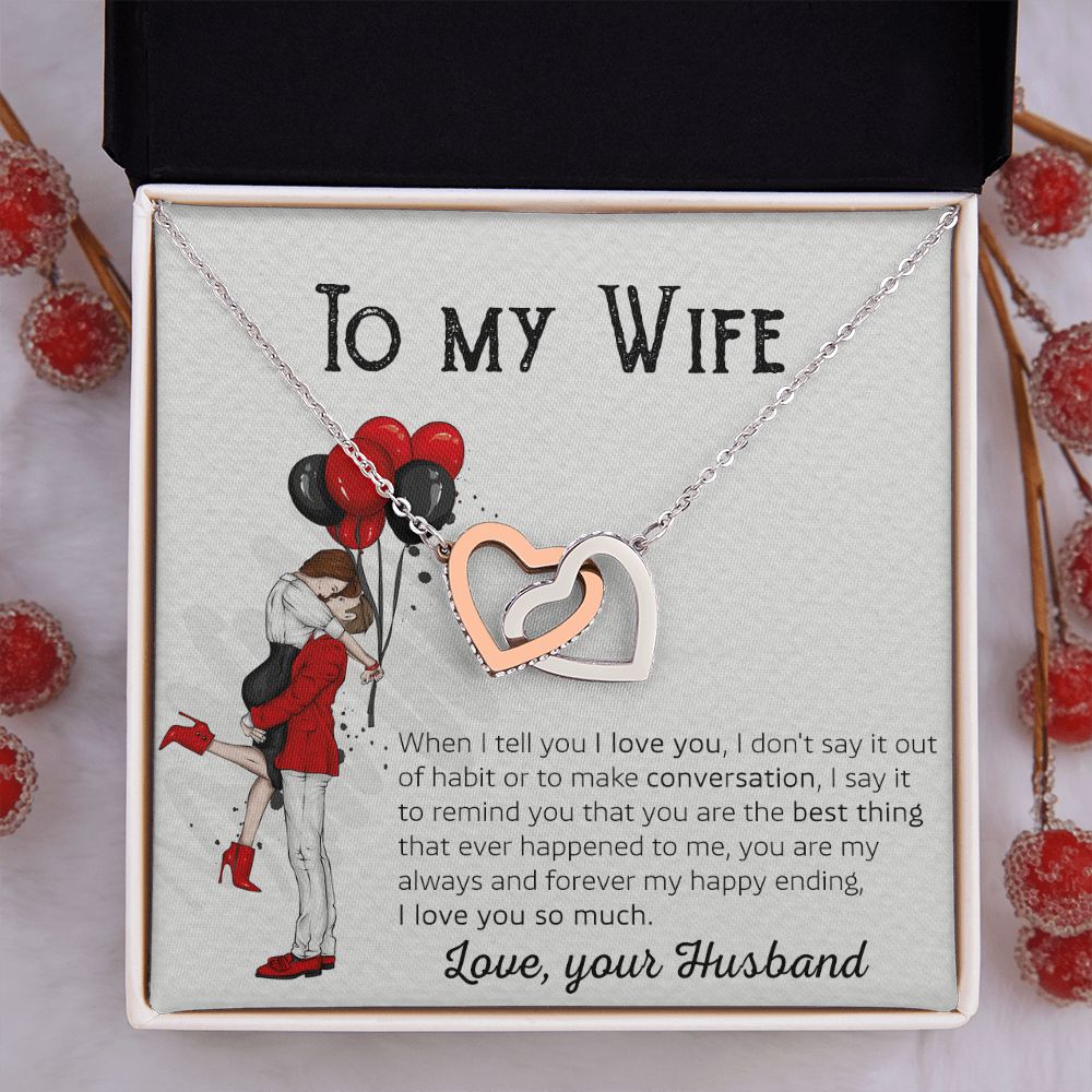 Birthday Gifts For Wife, Necklace Gifts For Wife From Husband, To My Wife Jewelry For Women , To My Wife Necklace  from Husband Wedding Anniversary Present For Wife, Beautiful Wife Jewelry Christmas 7 Interlocking Hearts Necklace