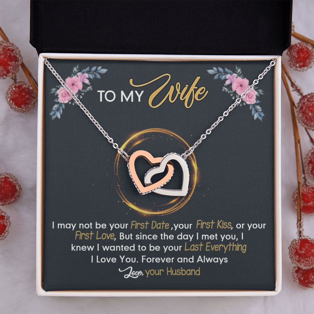 Birthday Gifts For Wife, Necklace Gifts For Wife From Husband, To My Wife Jewelry For Women , To My Wife Necklace  from Husband Wedding Anniversary Present For Wife, Beautiful Wife Jewelry Christmas24 Interlocking Hearts Necklace