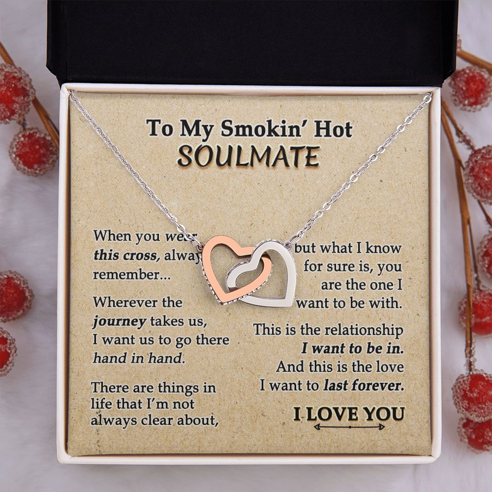 To My Soulmate Necklace for Women Birthday Valentines Day Jewelry Gifts For My Wife with Message Card Box Personalized Gift Present Pendant for Future Wife Soulmate Girlfriend Love 9 Interlocking Hearts Necklace