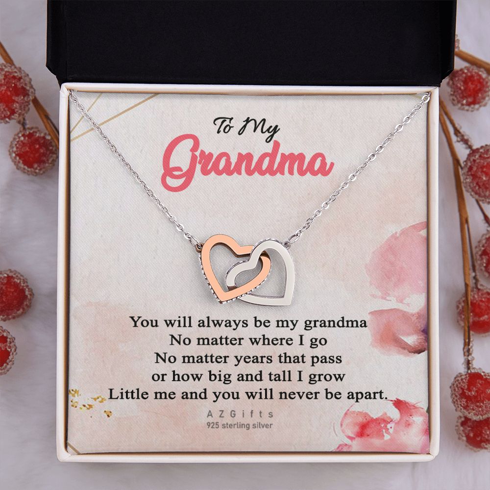 To My Grandma Necklace, Gift for Grandmother Necklace, Mothers Day Gift For Grandma Nana, Grandma Jewelry From Grandchildren GrandKids , Jewelry Box Gift For Grandma Grandmother13 Interlocking Hearts Necklace