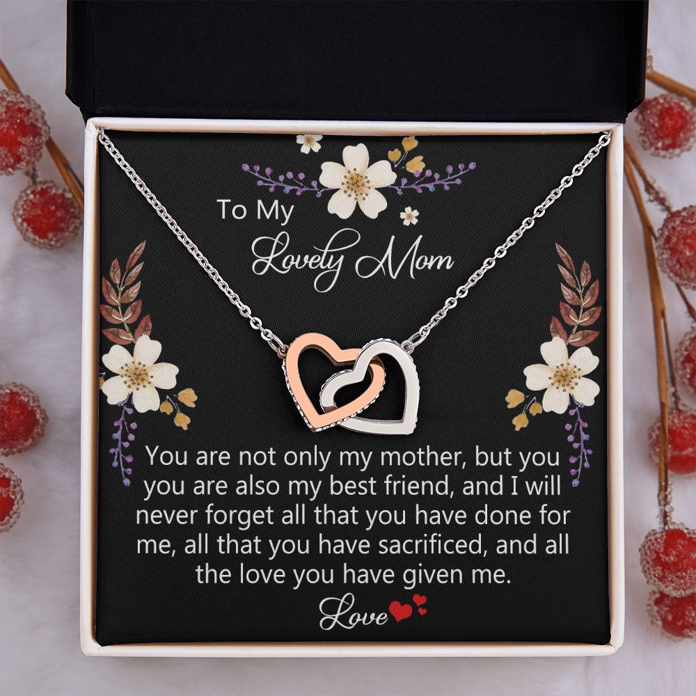 To My Mom Necklace, Gift For Mom, Mother's Day Gift from Daughter, Mom Jewelry Gift for Mothers Day, Birthday Gift for Mother, Moms Gift from Daughter Son, Necklace for Mom Mother15 Interlocking Hearts Necklace