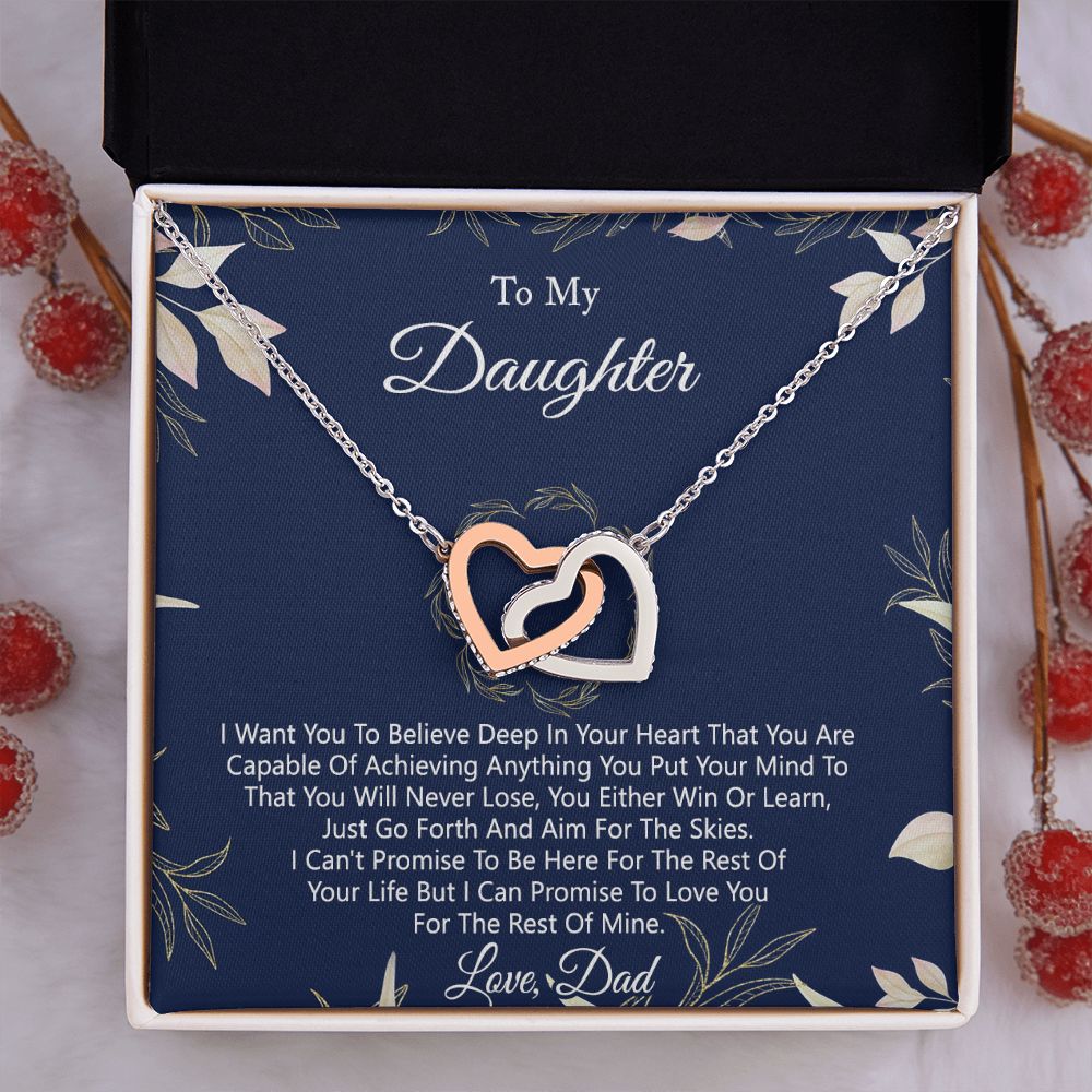 Gift For Daughter from Dad Daughter Father Necklace for Daughter Gift from Dad To My Daughter Necklace Daughters Birthday Christmas Jewelry Birthday Gifts for Women Girls Interlocking Hearts Necklace