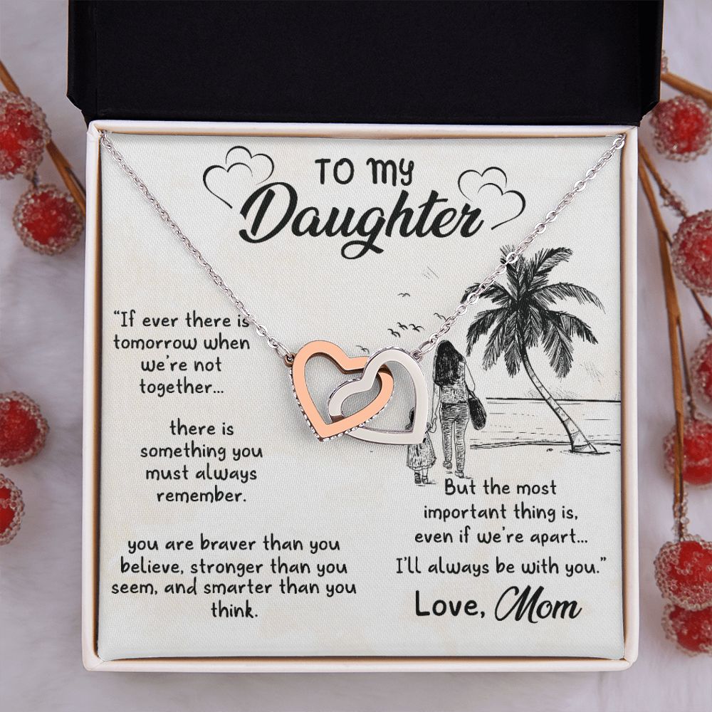 To My Daughter Sunset Necklace Pendant Gift From Mom Necklace The Most Important With Message Card Gift Box Gift For To Daughter, Daughter In Law On Birthday Anniversary Interlocking Hearts Necklace