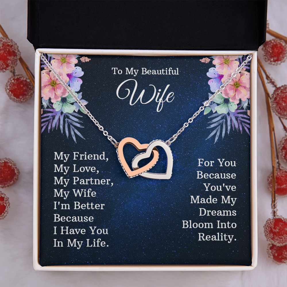 To My Beautiful Wife Necklace, Wedding Anniversary Jewelry For Women, Necklace For Wife from Husband, Gifts For Wife Birthday Gifts Necklace, Jewelry With Message Card In A Gift Box