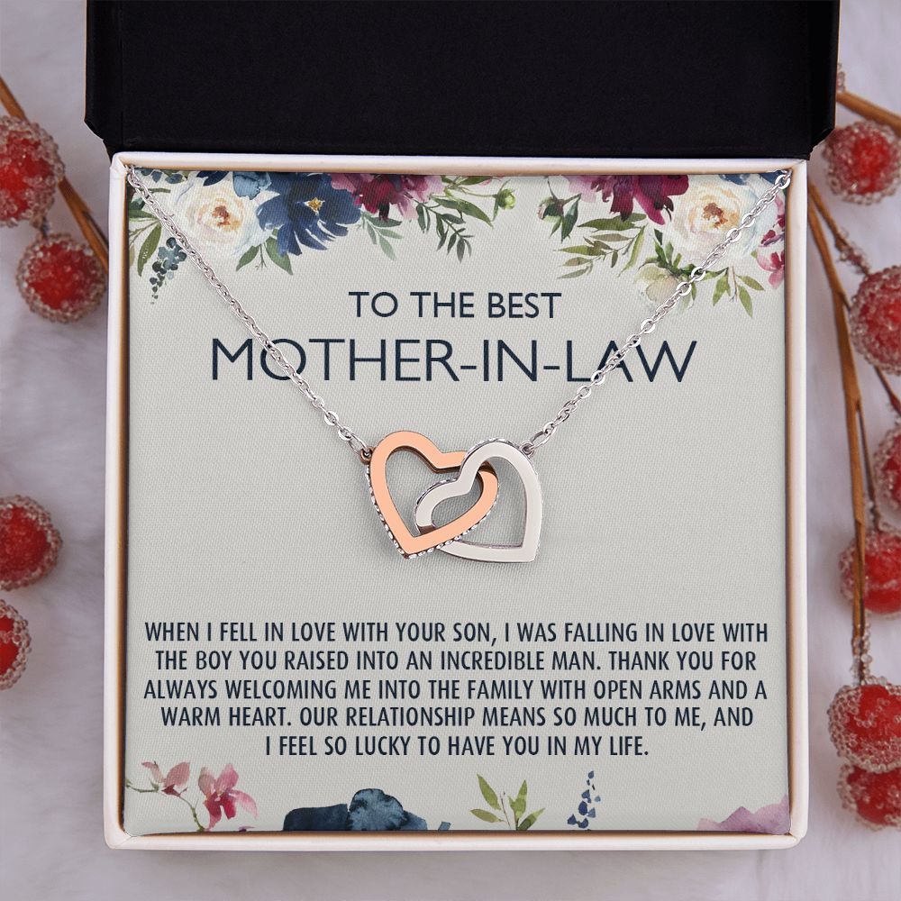 To My Mother-In-Law Gift Mothers Day Gift Necklace Mother-In-Law Gifts Jewelry Interlocking Hearts Necklace