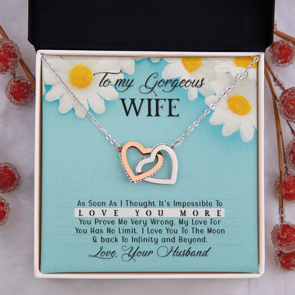 Birthday Gifts For Wife, Necklace Gifts For Wife From Husband, To My Wife Jewelry For Women , To My Wife Necklace  from Husband Wedding Anniversary Present For Wife, Beautiful Wife Jewelry Christmas33 Interlocking Hearts Necklace