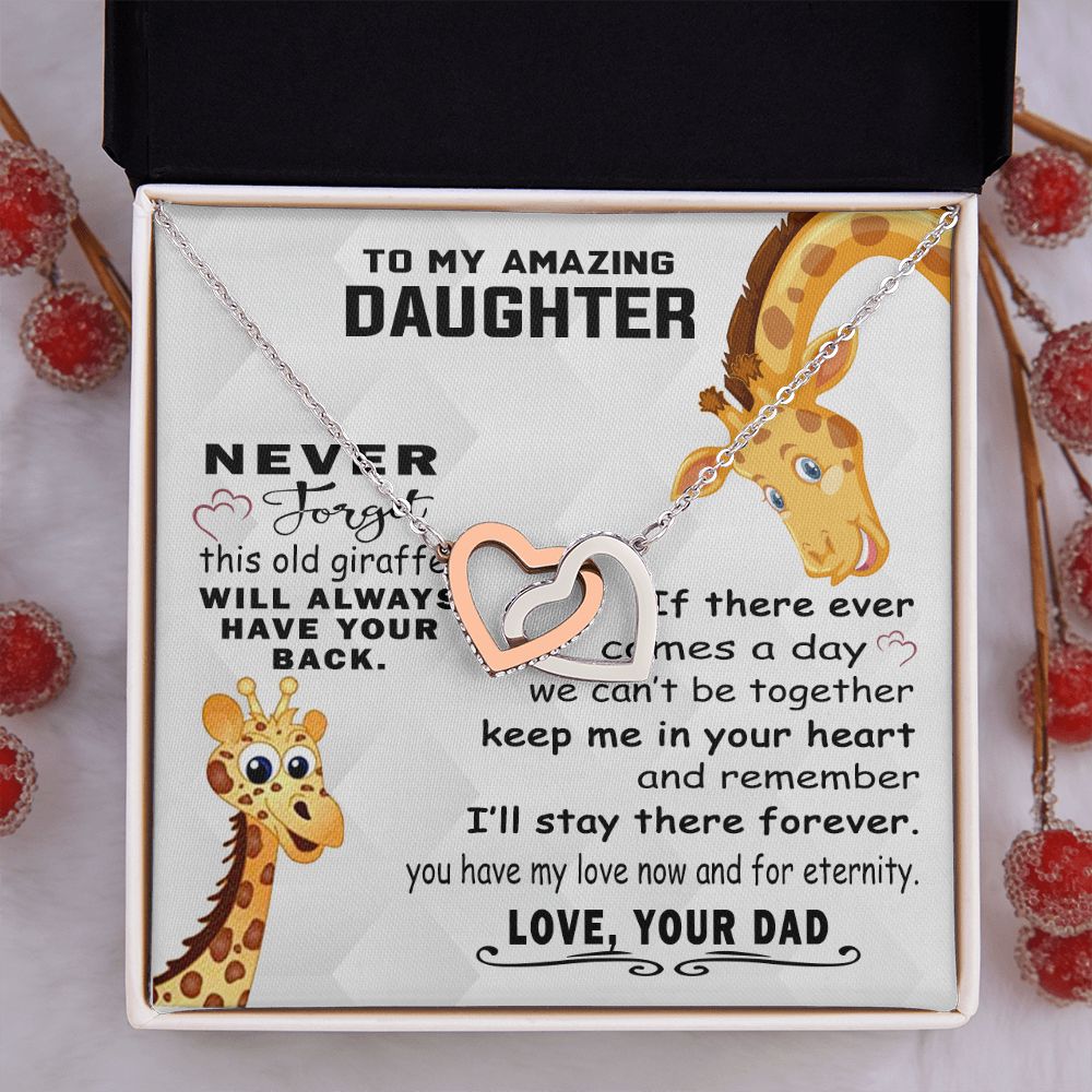 Jewelry Pendant Present for Daughter, To My Daughter Gift Necklace from Mom, Mother Daughter Gift Ideas, Birthday Christmas Gift Graduation Gifts for Daughters, Mother and Daughter Necklace 18 Interlocking Hearts Necklace