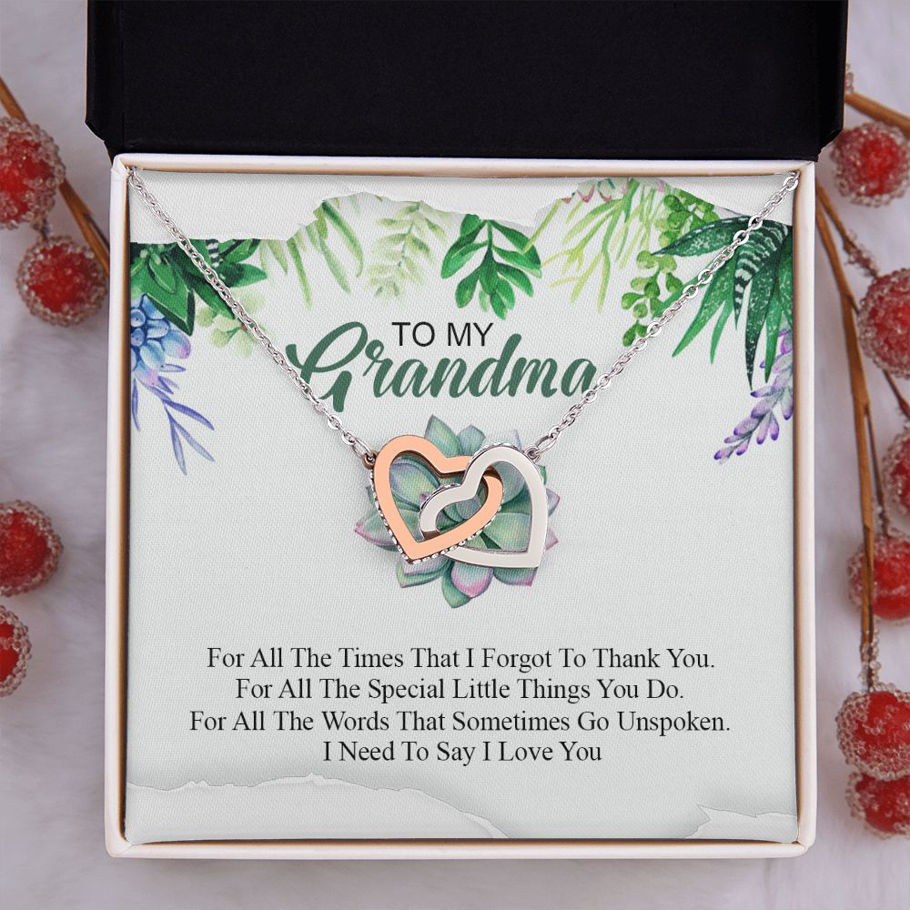 To My Grandma Necklace, Gift for Grandmother Necklace, Mothers Day Gift For Grandma Nana, Grandma Jewelry From Grandchildren GrandKids , Jewelry Box Gift For Grandma Grandmother19 Interlocking Hearts Necklace