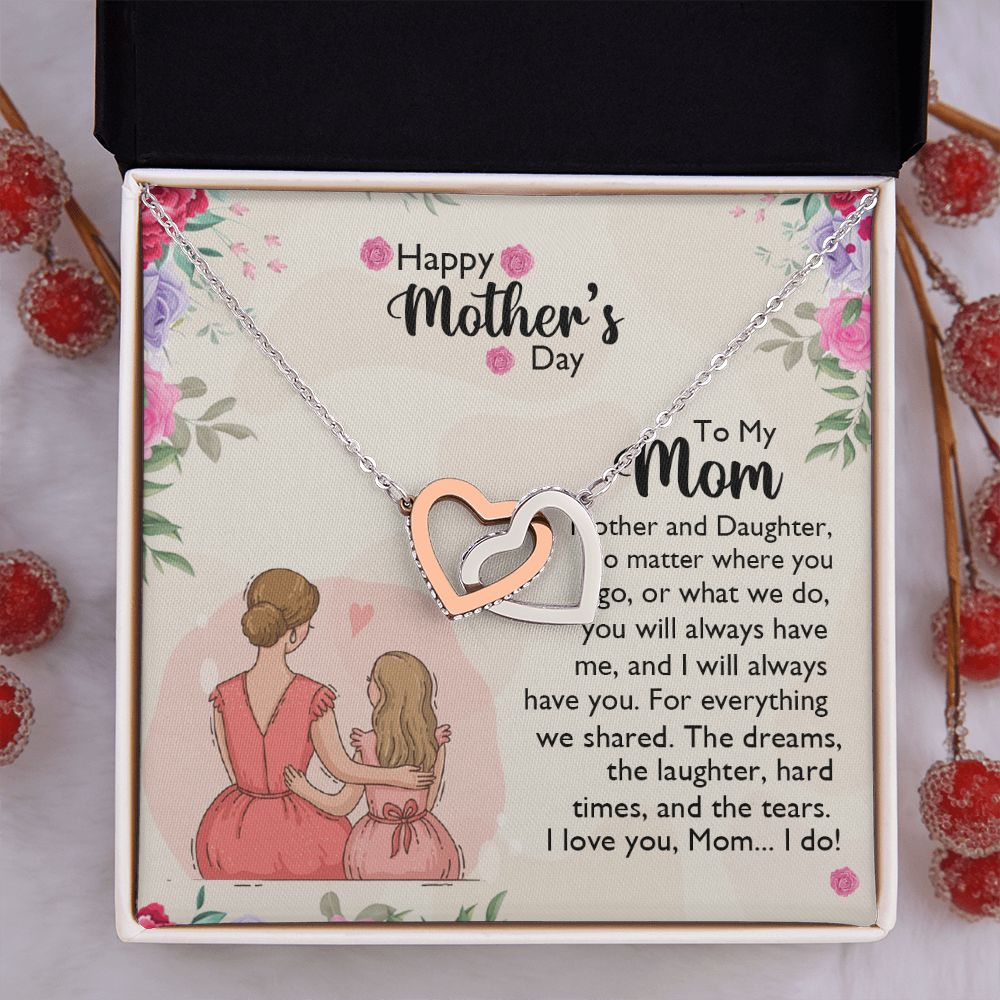 Mom Necklace Gifts for Mom from Daughter to Mom Gifts for Mothers Day from Daughter, To My Mom Necklace from Daughter to Mom Birthday Gifts Necklace with Message Card and Gift Box11 Interlocking Hearts Necklace