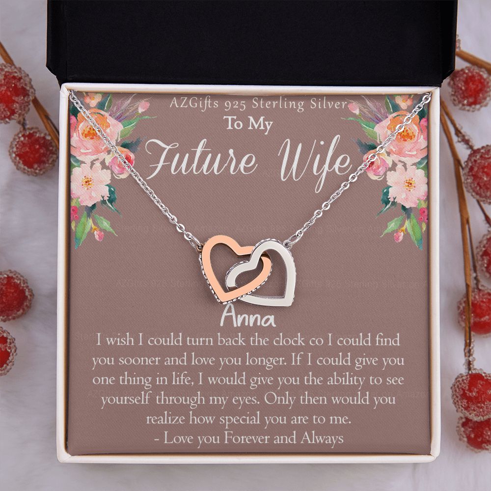 To My Future Wife Necklace from Future Husband Boyfriend Gift for Girlfriend Personalized Necklace Gift for Girlfriend Pendant Jewelry for Fiance Romantic Gifts For Her Interlocking Hearts Necklace