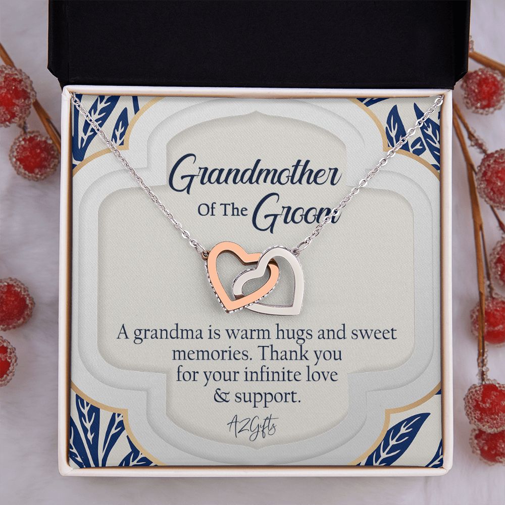 To My Grandmother Necklace, Gift for Grandmother Necklace, Mothers Day Gift For Grandma Nana, Grandma Jewelry From Grandchildren GrandKids , Jewelry Box Gift For Grandma Grandmother3 Interlocking Hearts Necklace