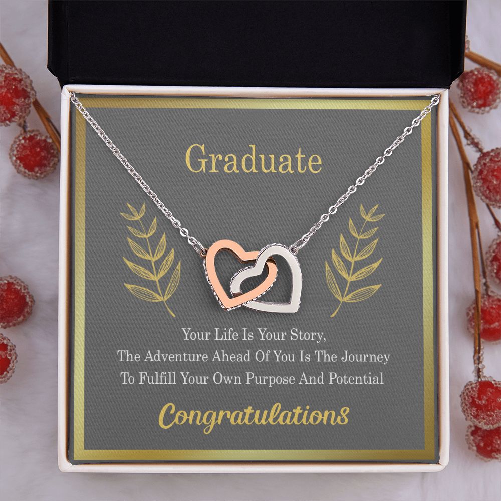 Graduation Gift For Daughter, University Graduate Gift, Graduation Gift For Her Congrats Graduation Pendants Gift For Daughter, Granddaughter, Niece, Sister Interlocking Hearts Necklace