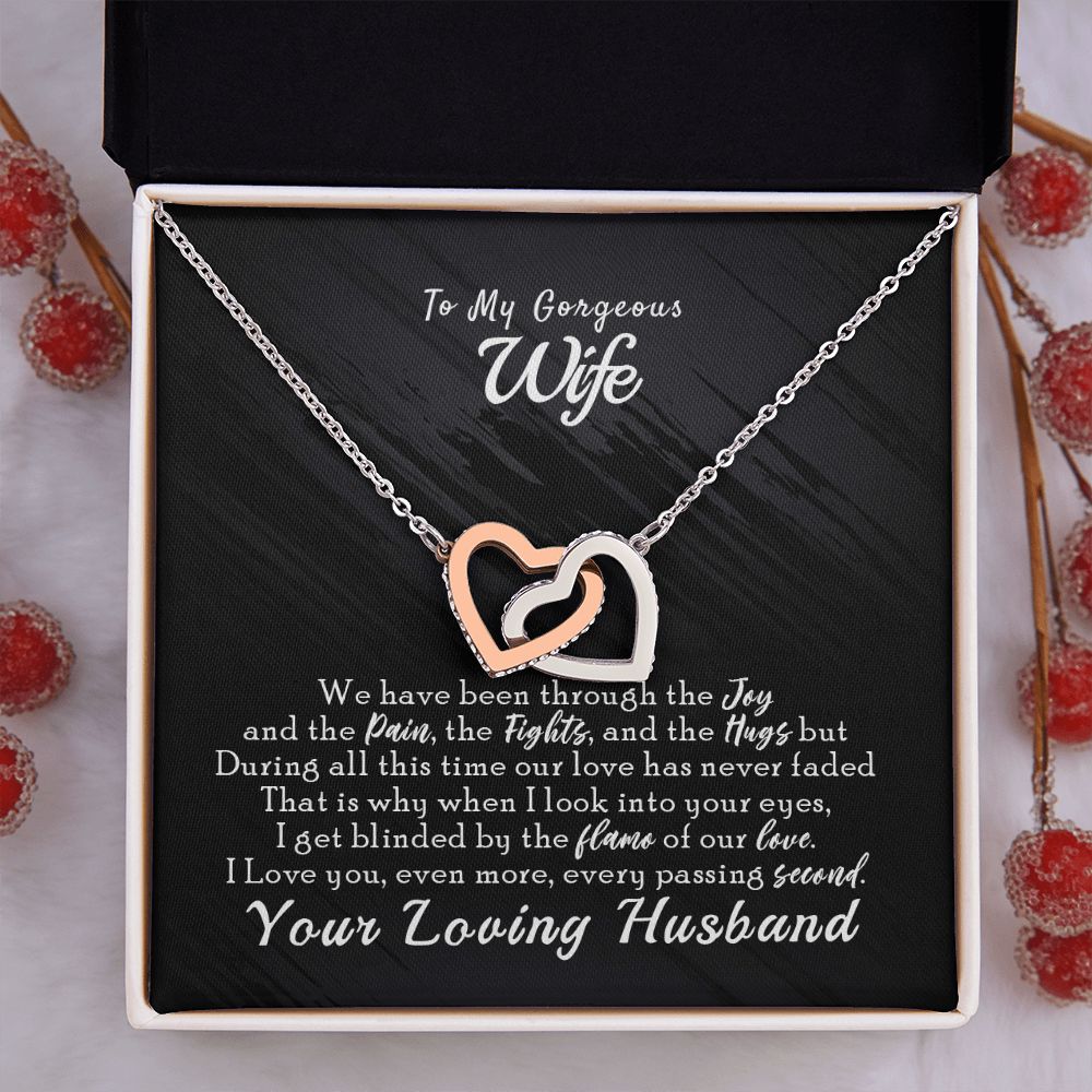 To My Wife Necklace from Husband, Personalized Necklace for Women, Luxury Necklace for Wife from Man Men, Wedding Anniversary Present For Wife, Beautiful Wife Jewelry Christmas Birthday Gift For Wife14 Interlocking Hearts Necklace