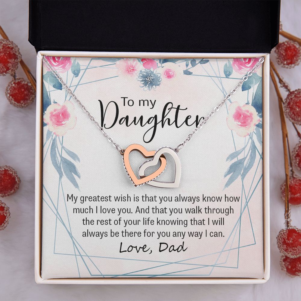 To My Daughter Gift Necklace from Mom, Mother and Daughter Necklace for Girls, Mother Daughter Gift Ideas, Jewelry Pendant Interlocking Hearts Necklace