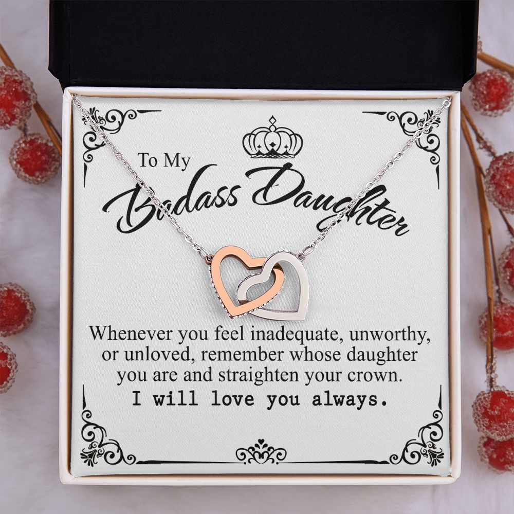 Bonus Daughter Gifts From Stepdad, Step Daughter Gifts From Stepmom, Stepdaughter Gifts From Stepdad, Father Stepdaughter Necklace, To My Bonus Daughter Necklaces, Christmas Gifts For Bonus7 Interlocking Hearts Necklace