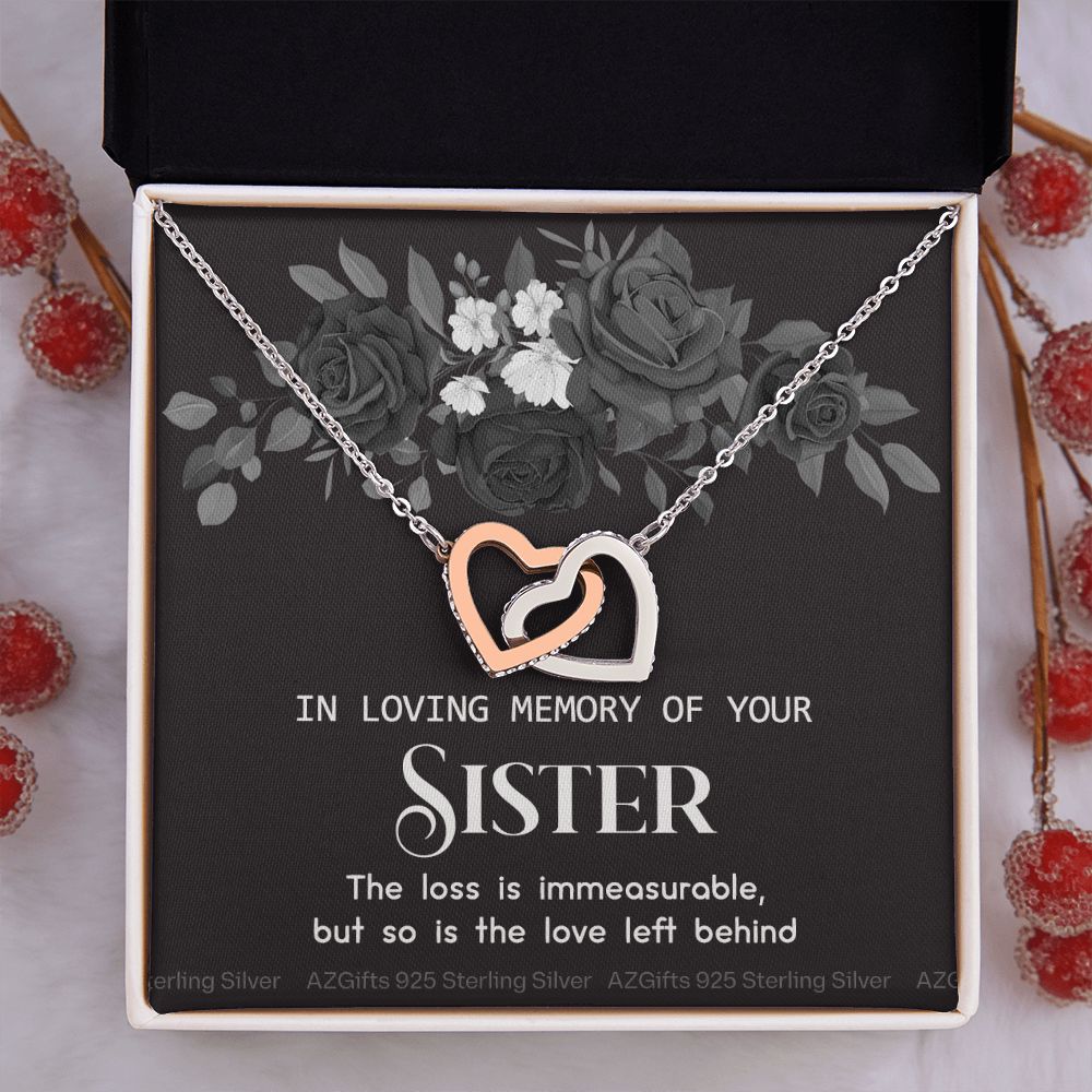 In Memory Of Your Sister, Sympathy Gift Loss Of Sister, Sympathy Gift Box, Loss Of Sister Necklace, Loss Of Sister, Loss Of A Sister Interlocking Hearts Necklace