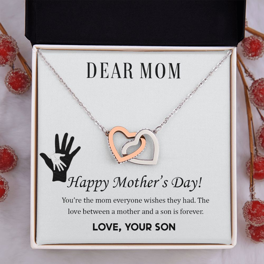 2Mom Necklace Gifts for Mom from Daughter to Mom Gifts for Mothers Day from Daughter, To My Mom Necklace from Daughter to Mom Birthday Gifts Necklace with Message Card and Gift Box2228 Interlocking Hearts Necklace