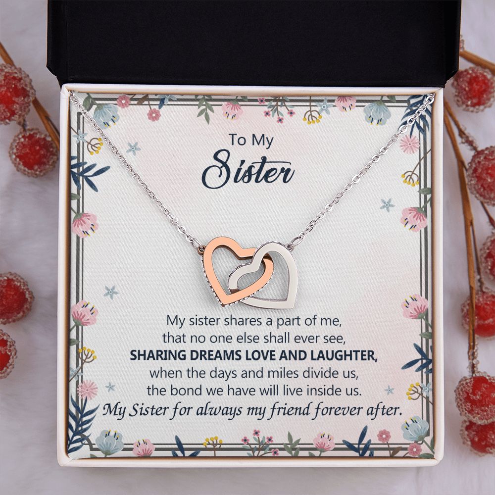To My Sister Necklace Pendant Inspirational Jewelry For Women Teen Girl Family and Friendship Gifts Sisters Gifts Idea Sister Jewelry Necklace for Sisters Gift for Sister 301 Interlocking Hearts Necklace