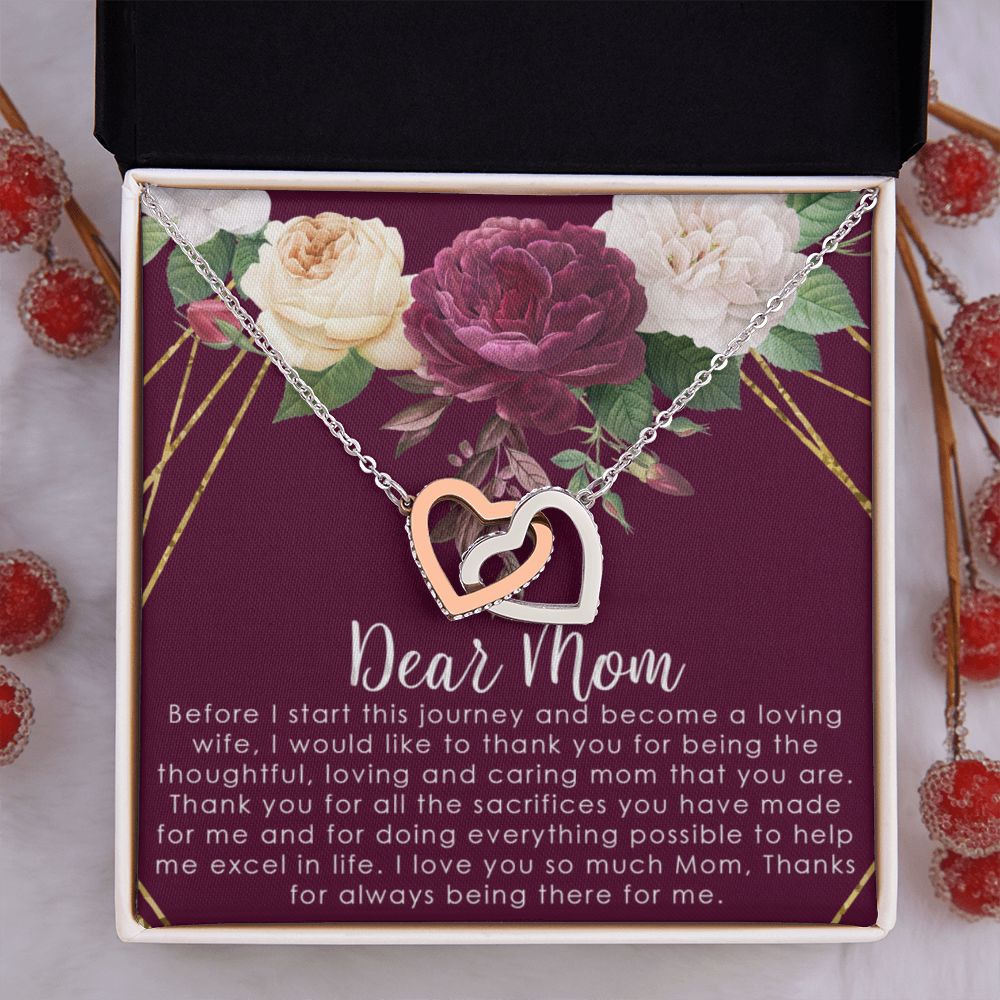 To My Mom Necklace, Gift For Mom, Mother's Day Gift from Daughter, Mom Jewelry Gift for Mothers Day, Birthday Gift for Mother, Moms Gift from Daughter Son, Necklace for Mom Mother2 Interlocking Hearts Necklace