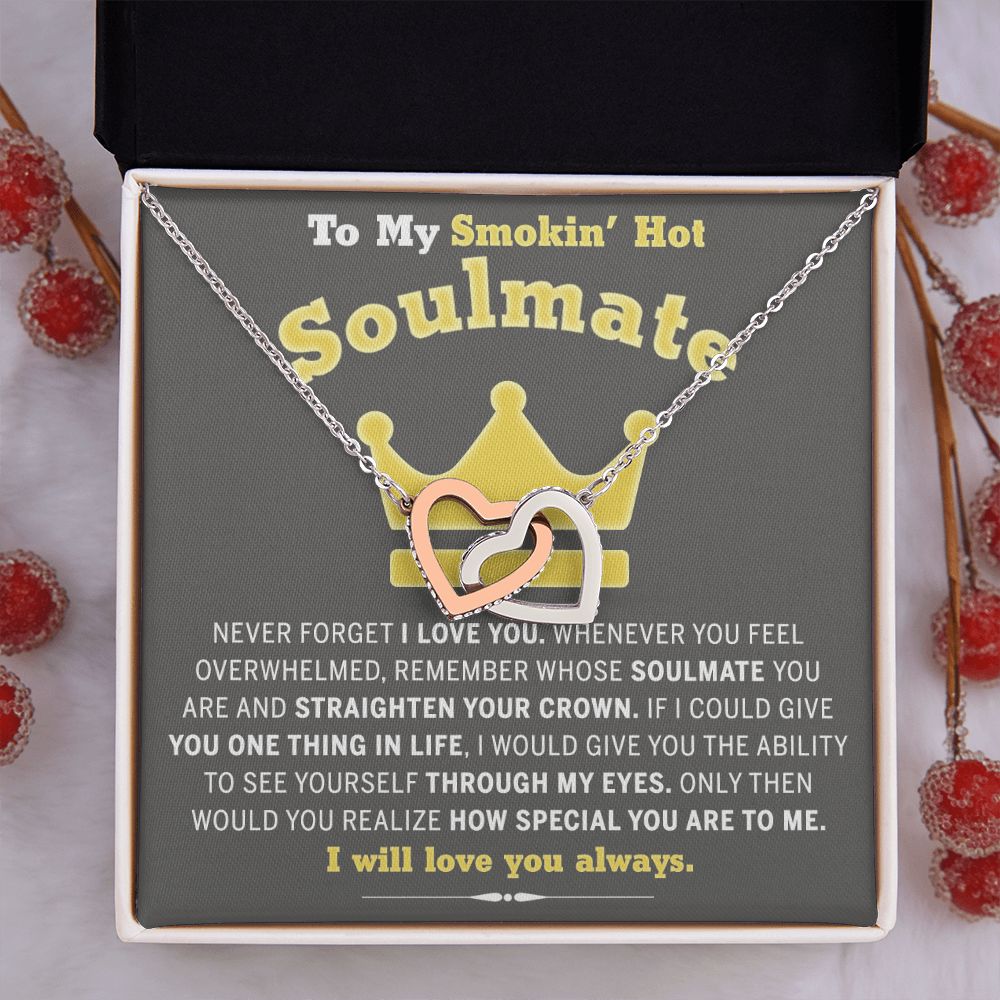To My Soulmate Necklace for Women Birthday Valentines Day Jewelry Gifts For My Wife with Message Card Box Personalized Gift Present Pendant for Future Wife Soulmate Girlfriend Love 8 Interlocking Hearts Necklace