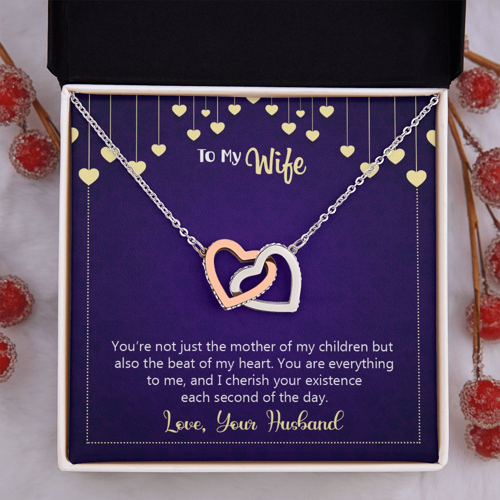 To My Wife Necklace, Wedding Anniversary Jewelry For Women, Necklace For Wife from Husband, Gift For Wife Birthday Gifts From Husband Necklace, Jewelry With Message Card In A Gift Box10 Interlocking Hearts Necklace