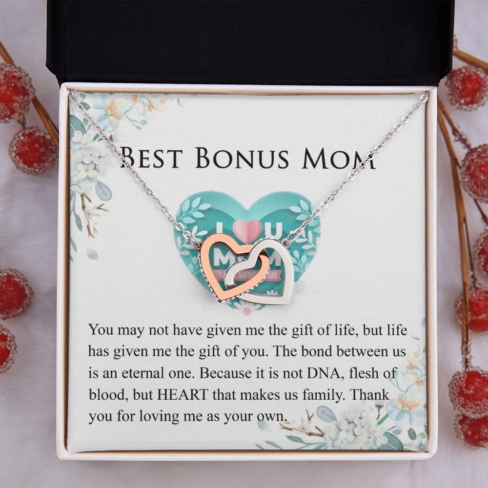 Mother Daughter Necklace as Daughter Gift from Mom, Mom Necklace as Christmas Gift for Mom from Son, Birthday Gift for Mother in Law Necklace, Bonus Mom Gifts for Step Mom Necklace Interlocking Hearts Necklace