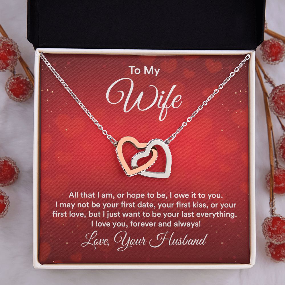 Birthday Gifts For Wife, Necklace Gifts For Wife From Husband, To My Wife Jewelry For Women , To My Wife Necklace  from Husband Wedding Anniversary Present For Wife, Beautiful Wife Jewelry Christmas30 Interlocking Hearts Necklace