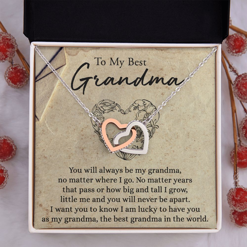 To My Grandma Necklace, Gift for Grandmother Necklace, Mothers Day Gift For Grandma Nana, Grandma Jewelry From Grandchildren GrandKids , Jewelry Box Gift For Grandma Grandmother6 Interlocking Hearts Necklace