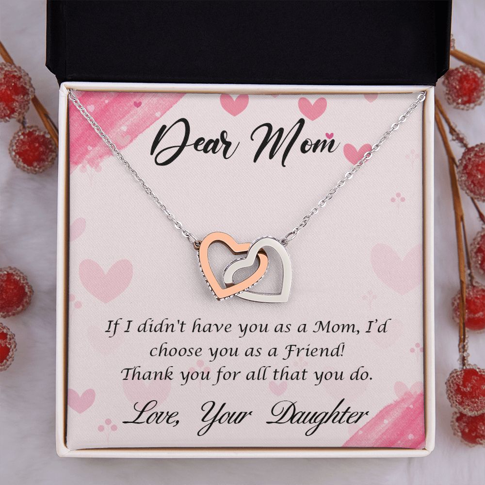 To My Mom Necklace, Gift For Mom, Mother's Day Gift from Daughter, Mom Jewelry Gift for Mothers Day, Birthday Gift for Mother, Moms Gift from Daughter Son, Necklace for Mom Mother 10 Interlocking Hearts Necklace