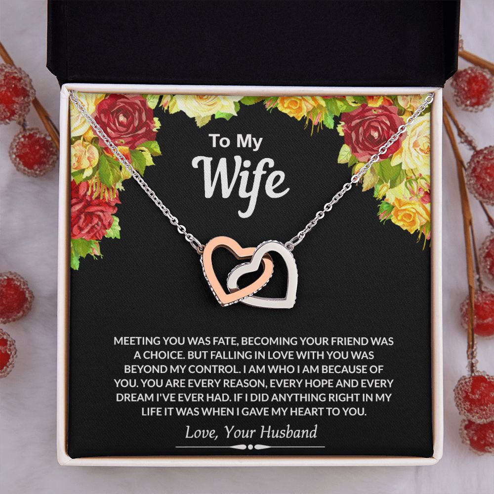 To My Wife Necklace from Husband Jewelry Gift For Wife Valentines Gift for Her Interlocking Hearts Necklace