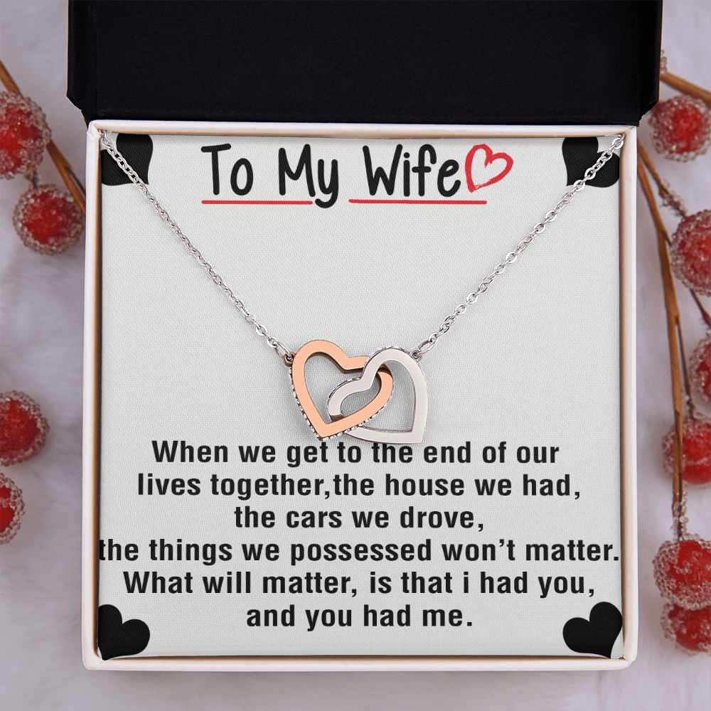 To My Wife Necklace from Husband, Personalized Necklace for Women, Luxury Necklace for Wife from Man Men, Wedding Anniversary Present For Wife, Beautiful Wife Jewelry Christmas Birthday Gift For Wife25 Interlocking Hearts Necklace