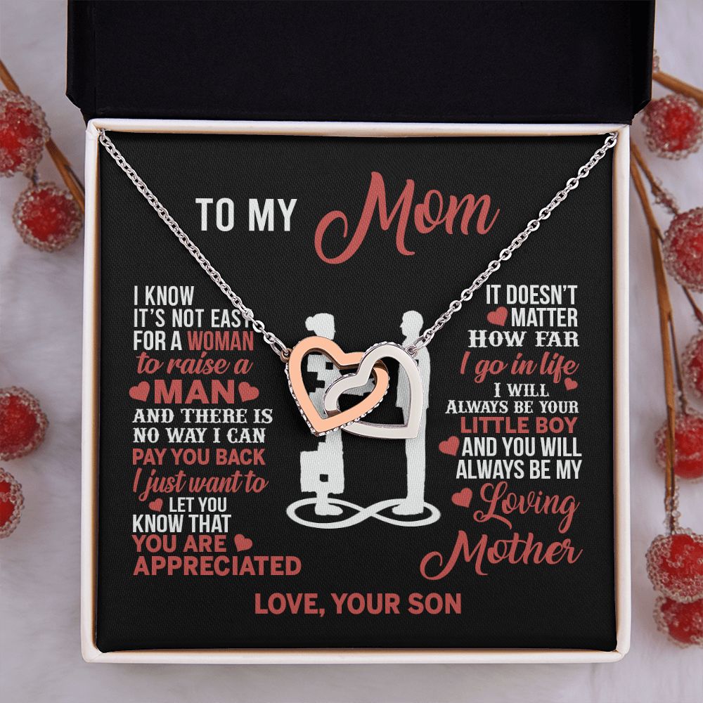 Mom Necklace Mothers Day Gift From Son To My Mom Forevere Love Necklace Gift Mom Interlocking Hearts Necklace