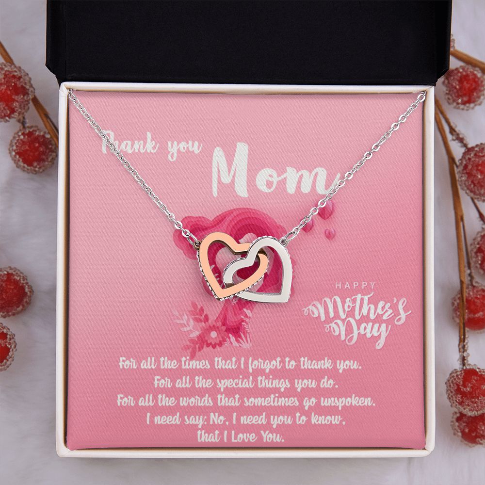 Mom Necklace Gifts for Mom from Daughter to Mom Gifts for Mothers Day from Daughter, To My Mom Necklace from Daughter to Mom Birthday Gifts Necklace with Message Card and Gift Box5 Interlocking Hearts Necklace