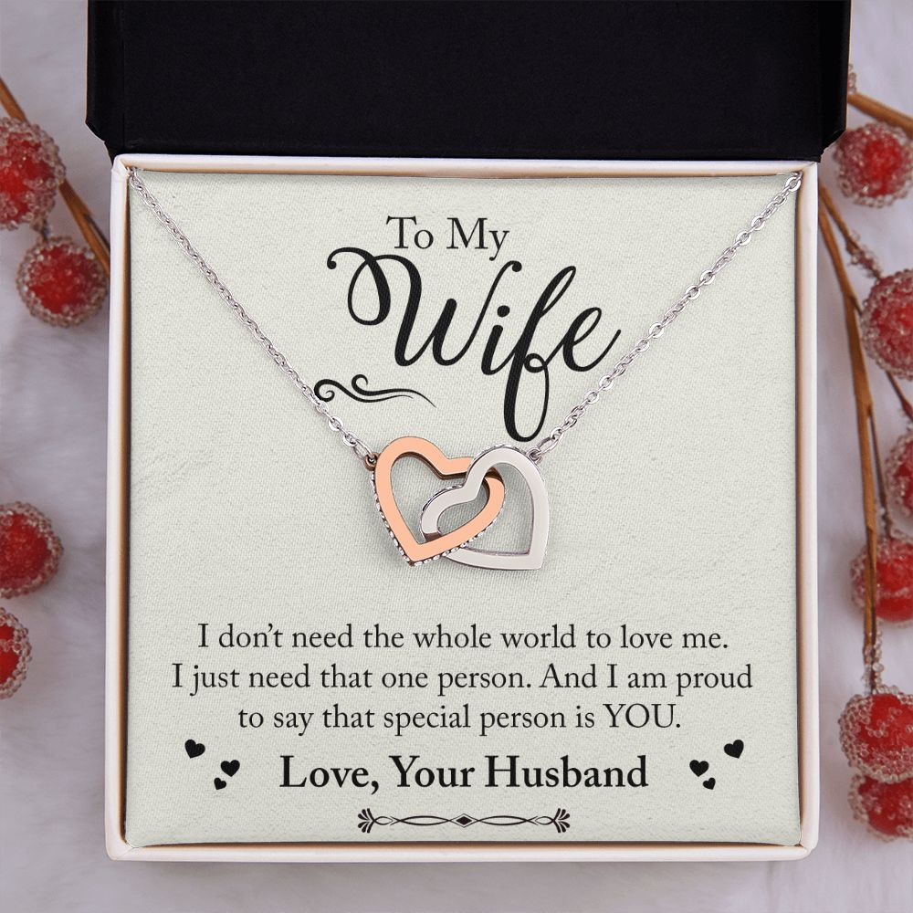 To My Wife Necklace from Husband, Personalized Necklace for Women, Luxury Necklace for Wife from Man Men, Wedding Anniversary Present For Wife, Beautiful Wife Jewelry Christmas Birthday Gift For Wife24 Interlocking Hearts Necklace