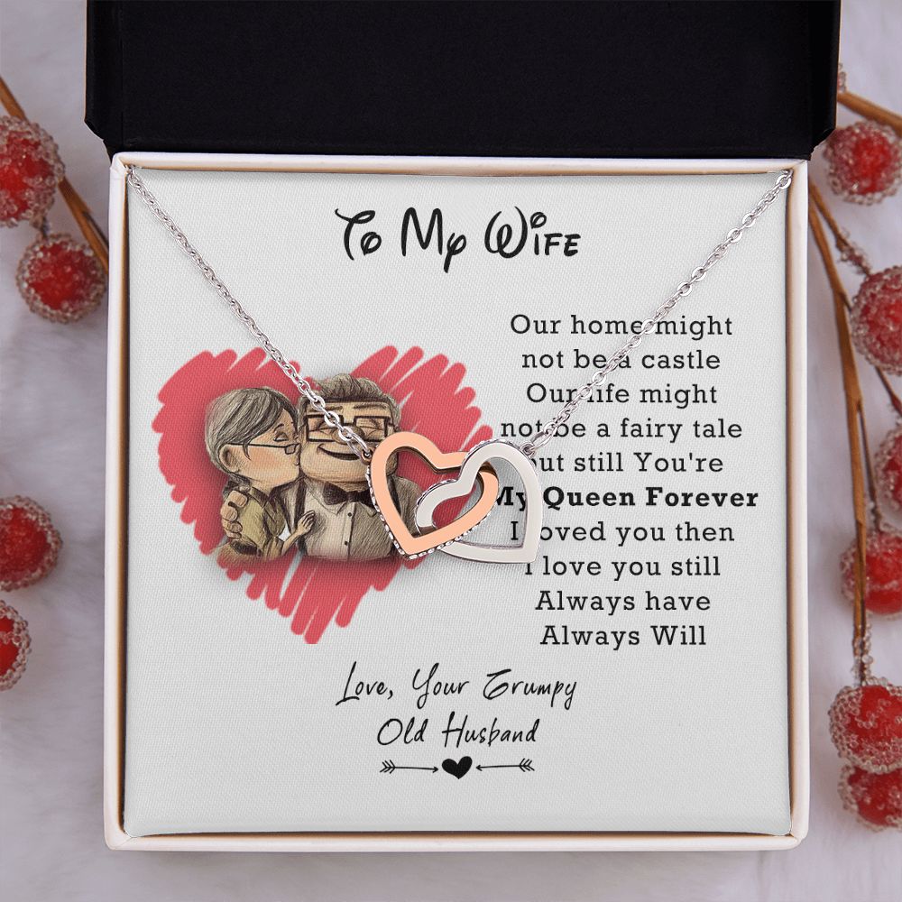 To My Wife Necklace from Husband, Personalized Necklace for Women, Luxury Necklace for Wife from Man Men, Wedding Anniversary Present For Wife, Beautiful Wife Jewelry Christmas Birthday Gifts For Wife3 Interlocking Hearts Necklace