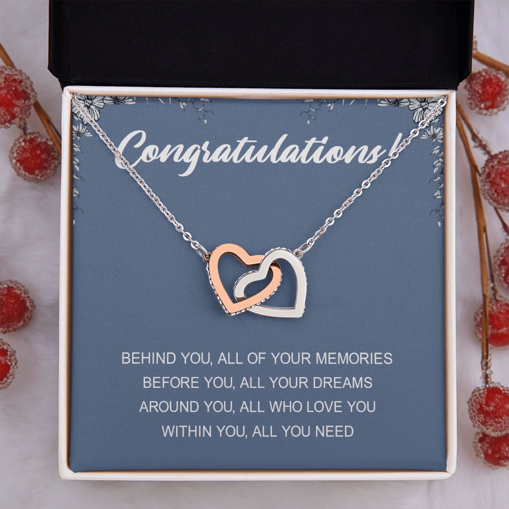 Graduation Gift Necklace for Girls College, High School, Love Knot Necklace Congrats Graduation Pendants Gift For Daughter, Granddaughter, Niece, Sister Interlocking Hearts Necklace