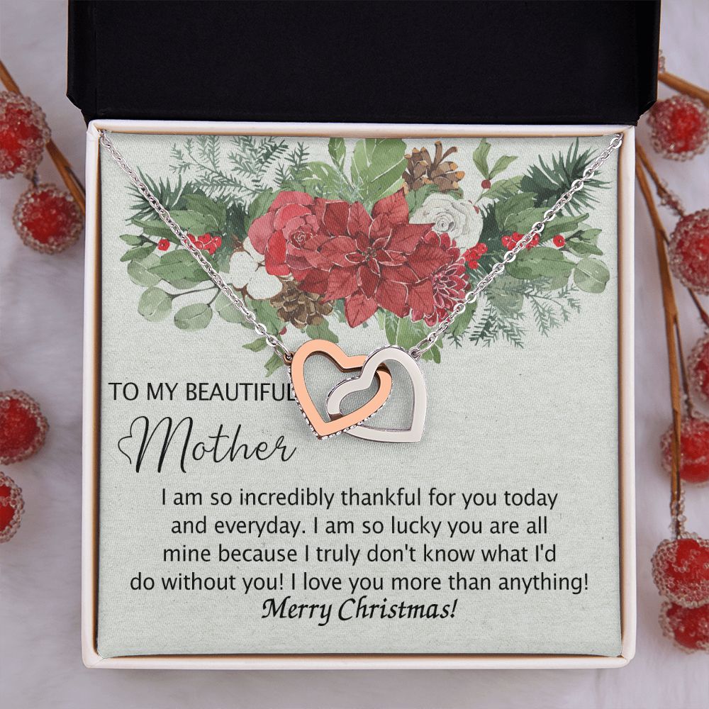 To My Mother Necklace from Daughter Pendant for Mom Christmas Pendant Inspirational Gift from Son to Mom Personalized Necklace Gift for Mother Fiance Christmas Present from Child 301 Interlocking Hearts Necklace