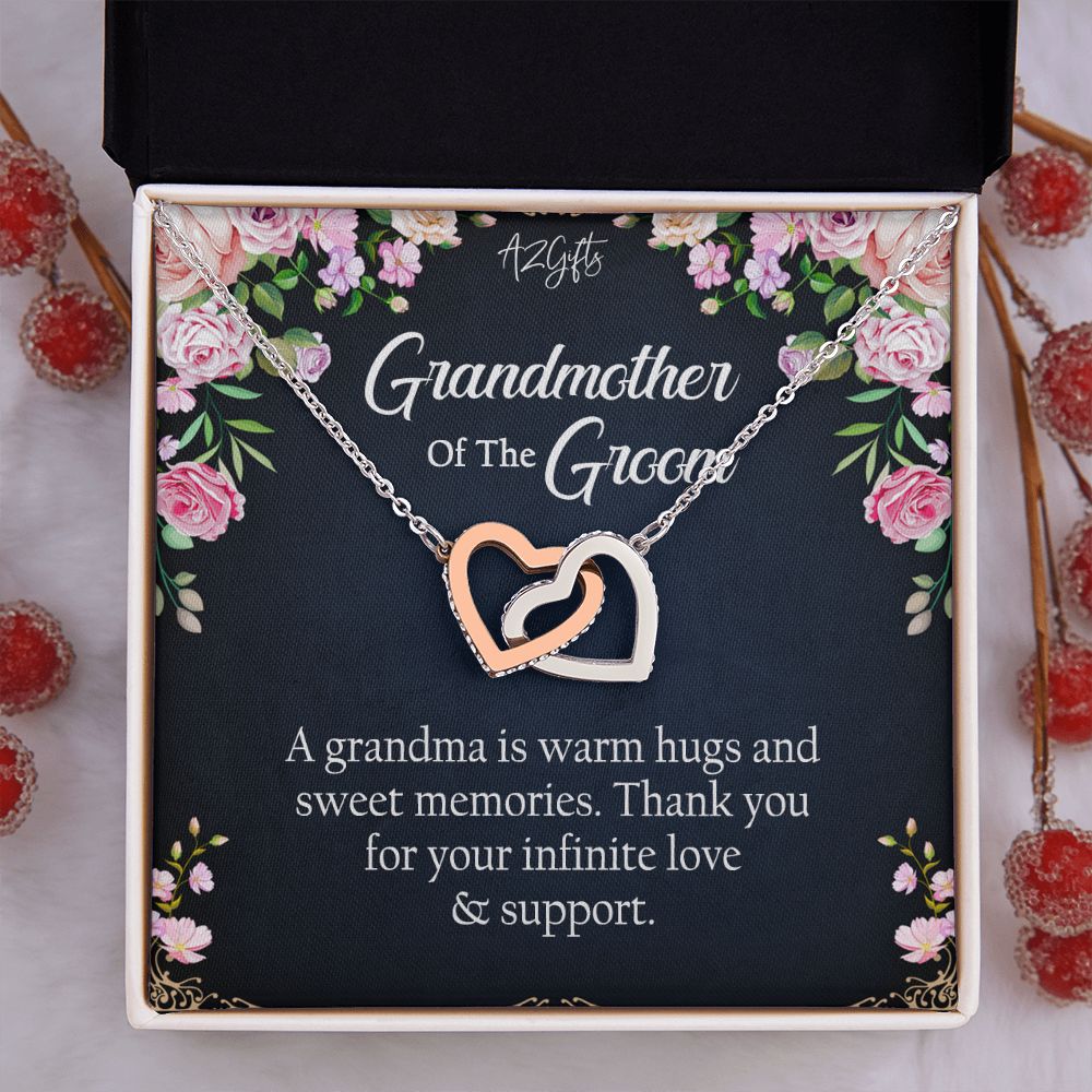 To My Grandmother Necklace, Gift for Grandmother Necklace, Mothers Day Gift For Grandma Nana, Grandma Jewelry From Grandchildren GrandKids , Jewelry Box Gift For Grandma Grandmother2 Interlocking Hearts Necklace