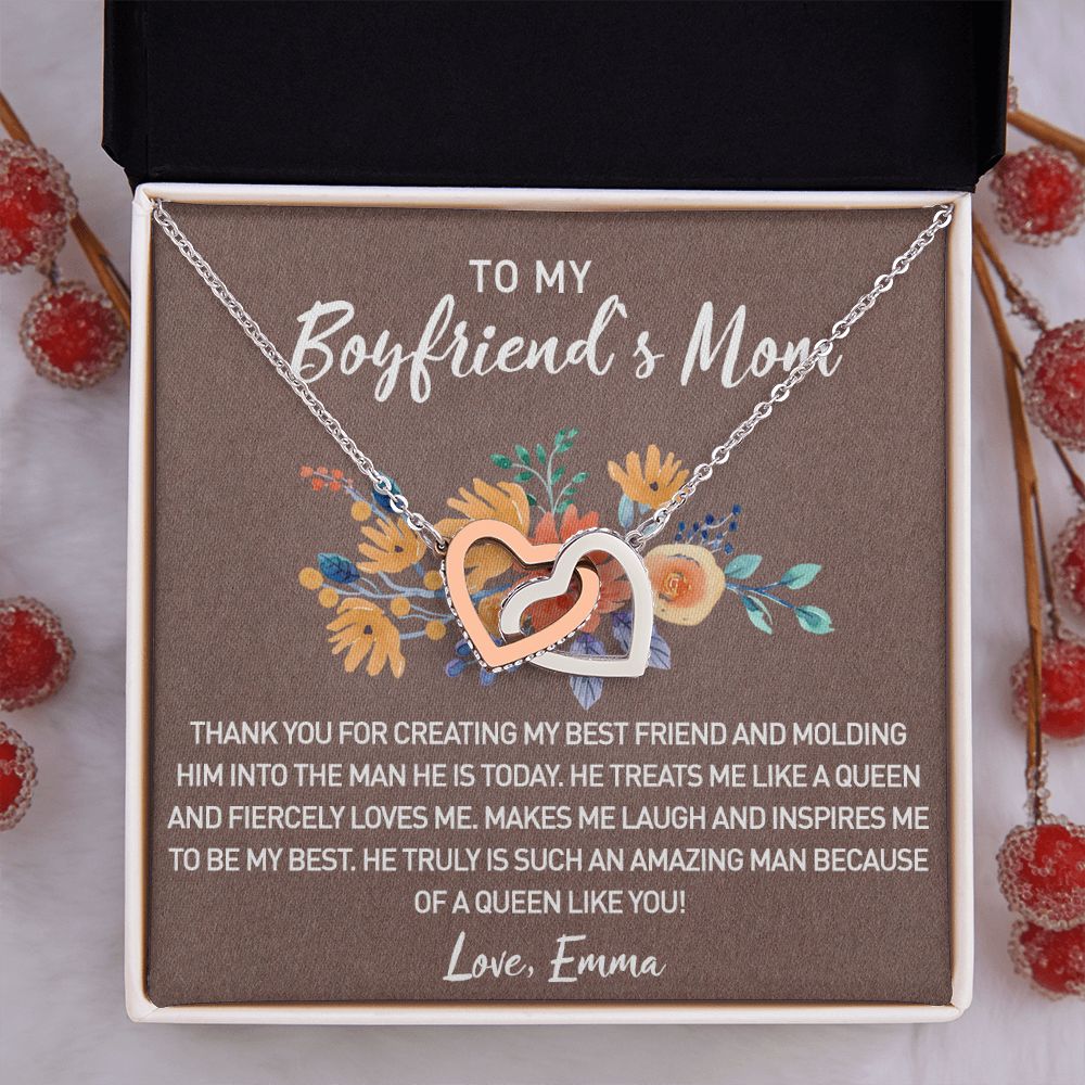 Gift for Boyfriend's Mom, Boyfriend Mom Gift, To My Boyfriends Mom's Gift, Mother's Day Gift for Boyfriends Mom, Boyfriend Mom Interlocking Hearts Necklace