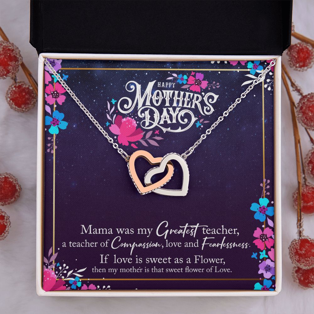 To My Mom Mother Necklace Pendant Gìt From Daughter Or Son Happy Mothers Day Mama Was My Greatest Teacher With Message Card Gift For Mom Interlocking Hearts Necklace