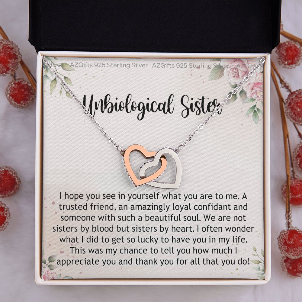 Gifts For Unbiological Sister, Unbiological Sister Gift, Unbiological Sister Gift Birthday, Gift For Best Friends Birthday, Best Friend Gift Interlocking Hearts Necklace