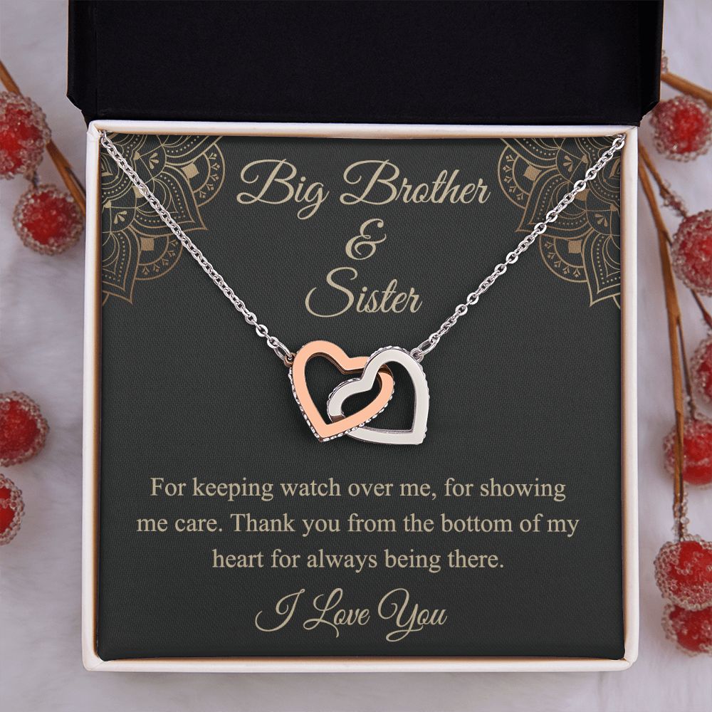 Brother Christmas Gift Chain Necklace, Christmas Gift for Brother from Sister Interlocking Hearts Necklace