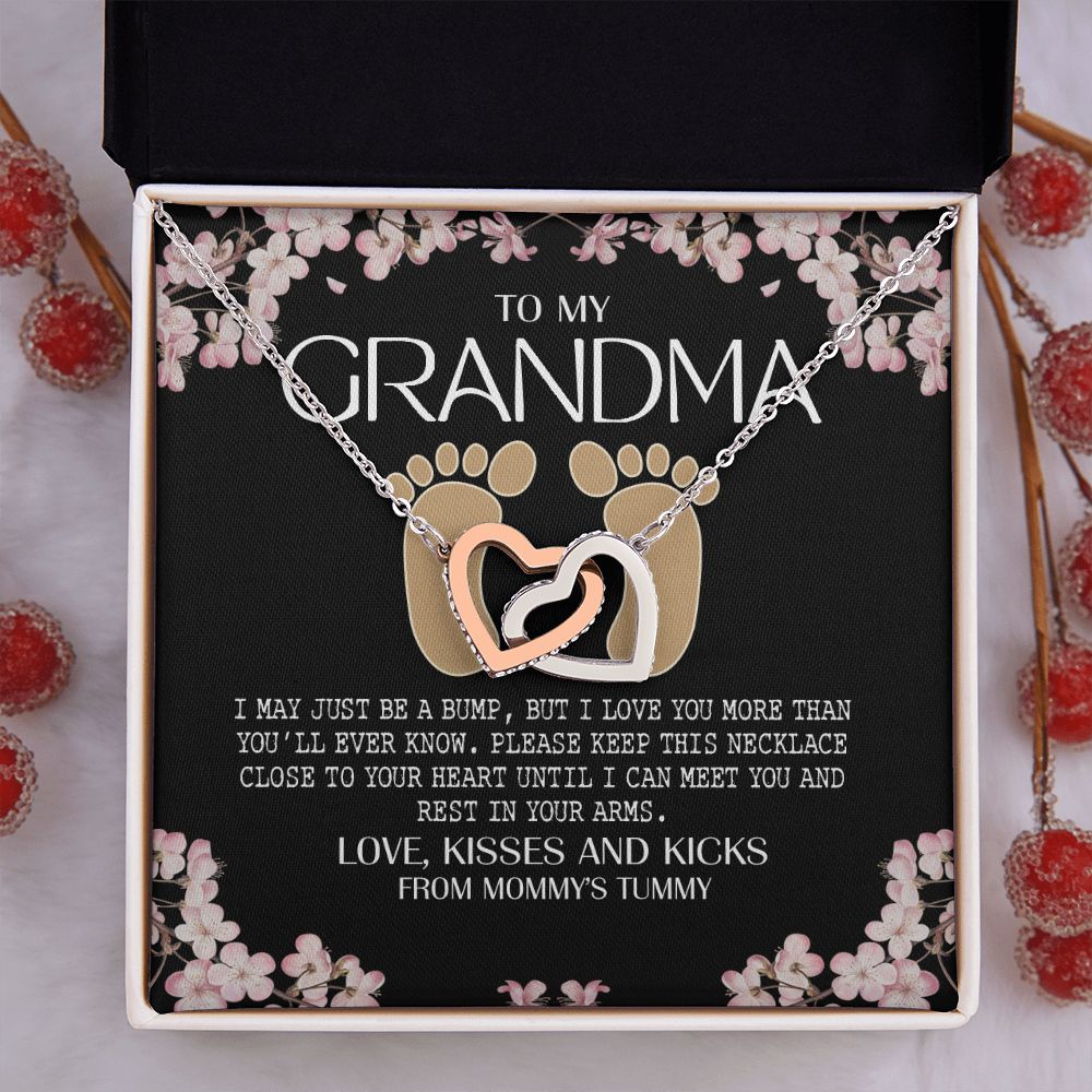 To My Grandma Necklace, Gift for Grandmother Necklace, Mothers Day Gift For Grandma Nana, Grandma Jewelry From Grandchildren GrandKids , Jewelry Box Gift For Grandma Grandmother16 Interlocking Hearts Necklace