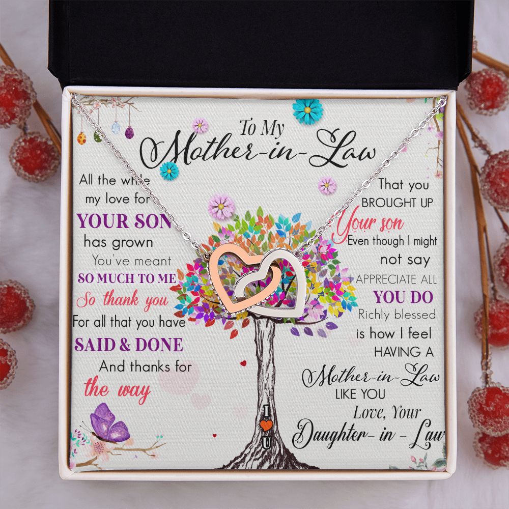 Mother in Law Necklace, Jewelry for Women, Future Mother in Law Gifts from Daughter in Law, Mother of Bride Gifts For Mother in Law, Birthday Gifts For Mother In Law From Daughter In Law72323 Interlocking Hearts Necklace
