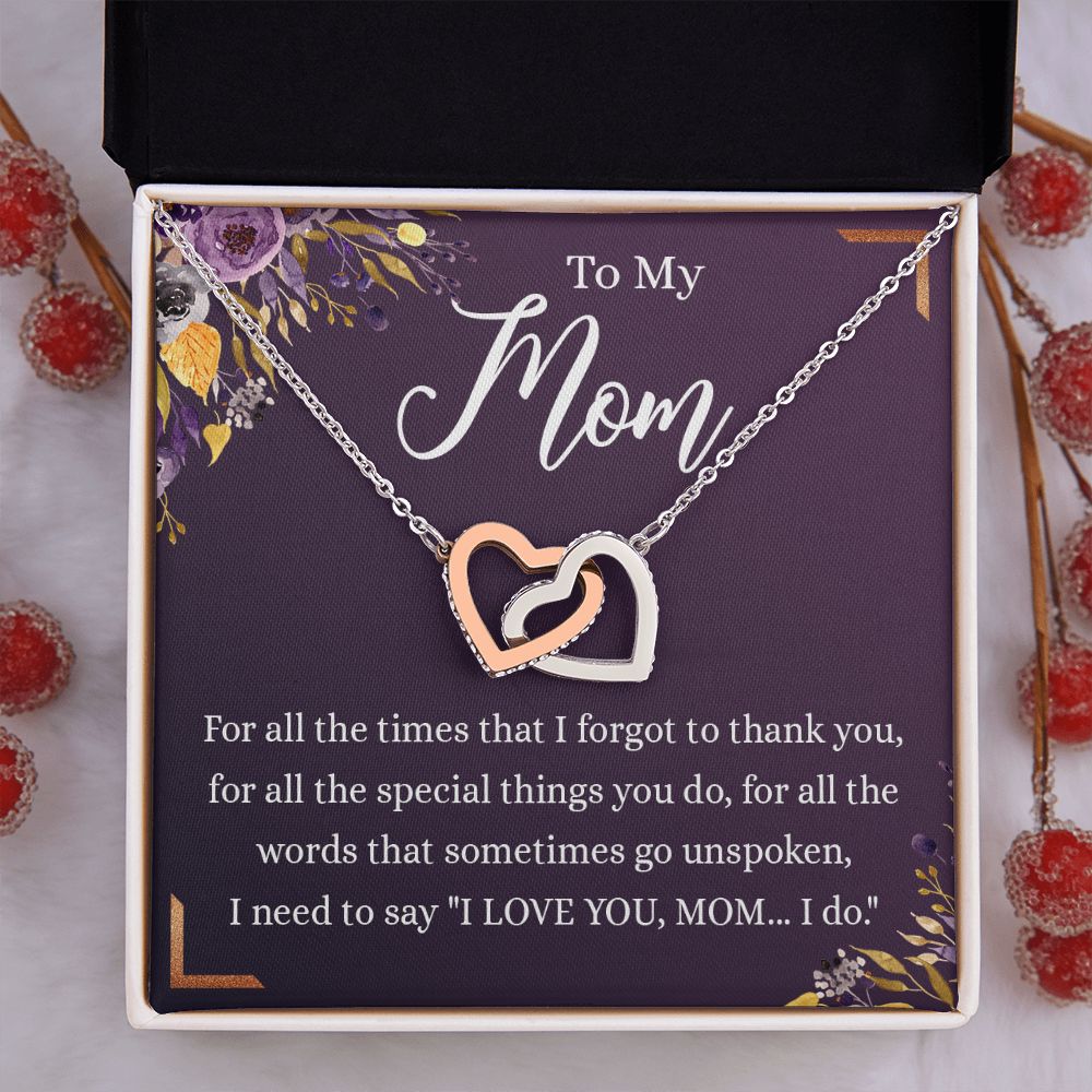To My Mother Gift Necklace To Mom, Mother, Mommy, Momma from Child Special Mother Gift for Birthday Mothers Day Retriment Anniversary Hoiday Present for Mom Necklace for Women Interlocking Hearts Necklace