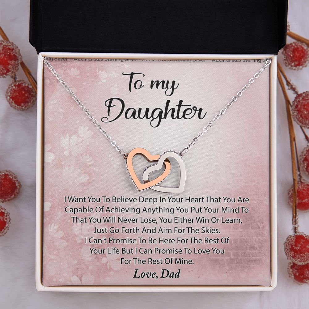 To My Daughter Necklace Gift From Mom I Love You Forever and Always Hearts Necklace For Daughter Present for Birthday Anniversary Christmas Valentine's Day Interlocking Hearts Necklace