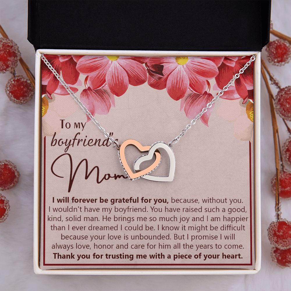 To My Boyfriend's Mom Necklace Jewelry Gift, Mother's Day Gift, Birthday Gift For Boyfriend's Mom, Boyfriend's Mom Meaningful Gift Interlocking Hearts Necklace