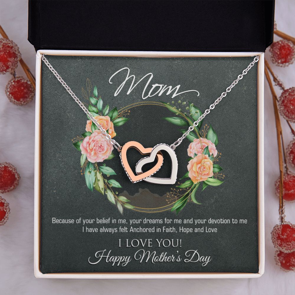 To My Mom Flower Necklace Pendant Gift From Daughter Your Belief In Me With Message Card Gift For Mom Interlocking Hearts Necklace