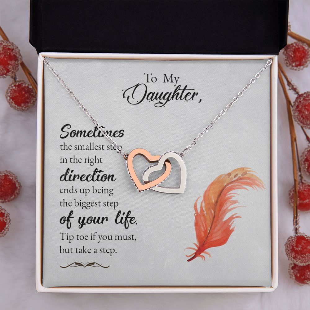 To My Daughter Necklace Pendant Gift From Mom Necklace Tip Toe If You Must With Message Card Gift Box Gift For To Daughter, Daughter In Law On Birthday Anniversary Interlocking Hearts Necklace