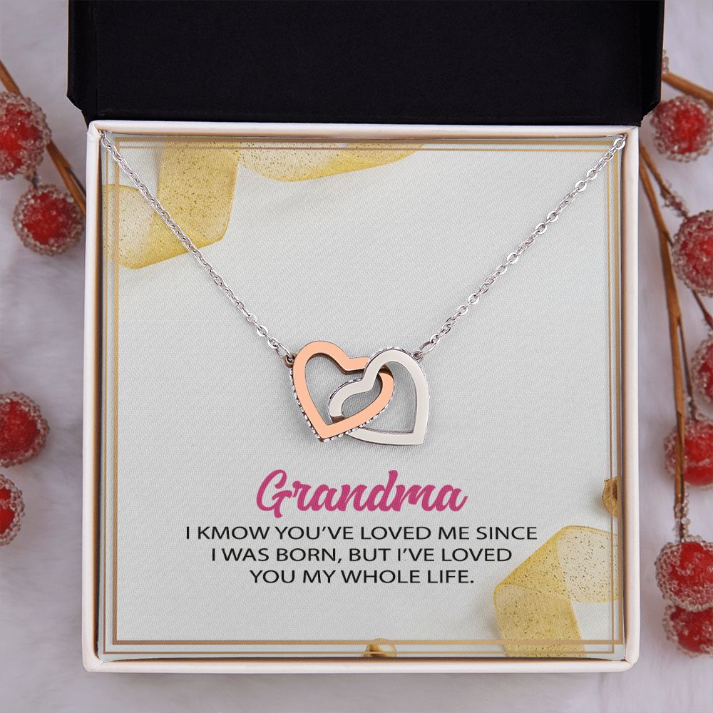 To My Grandma Necklace, Gift for Grandmother Necklace, Mothers Day Gift For Grandma Nana, Grandma Jewelry From Grandchildren GrandKids , Jewelry Box Gift For Grandma Grandmother12 Interlocking Hearts Necklace